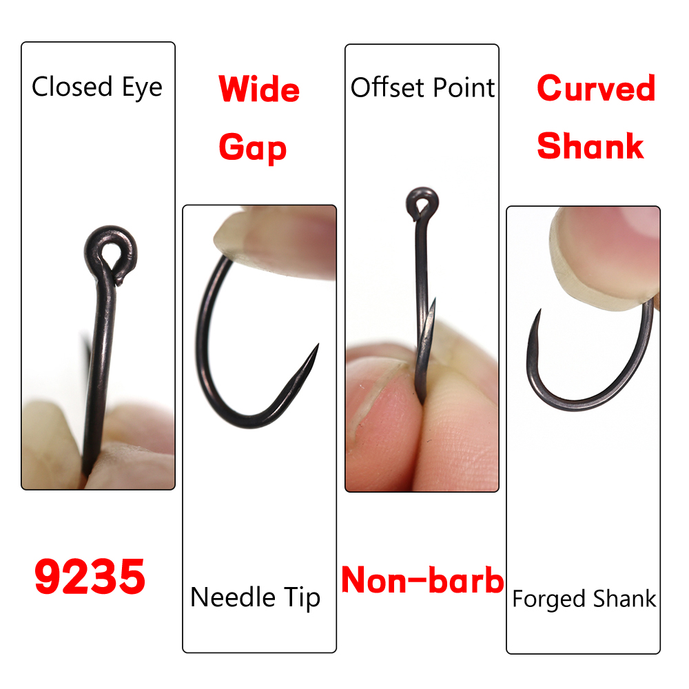 50PCS Matt Black Carp Fishing  - Fishing Hook Barbless 评论和价格