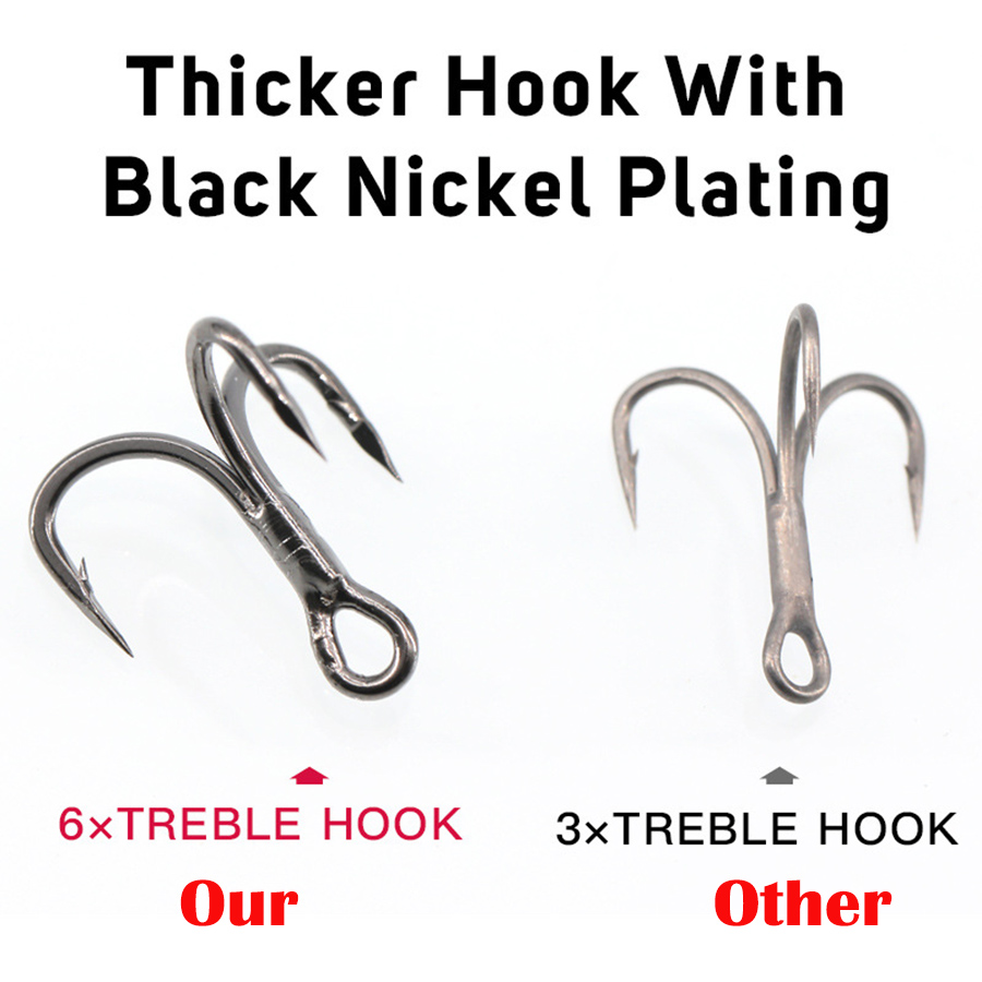 6X Fishing Treble Hook 10Pcs T - Fishing Hook Barbless 评论和价格