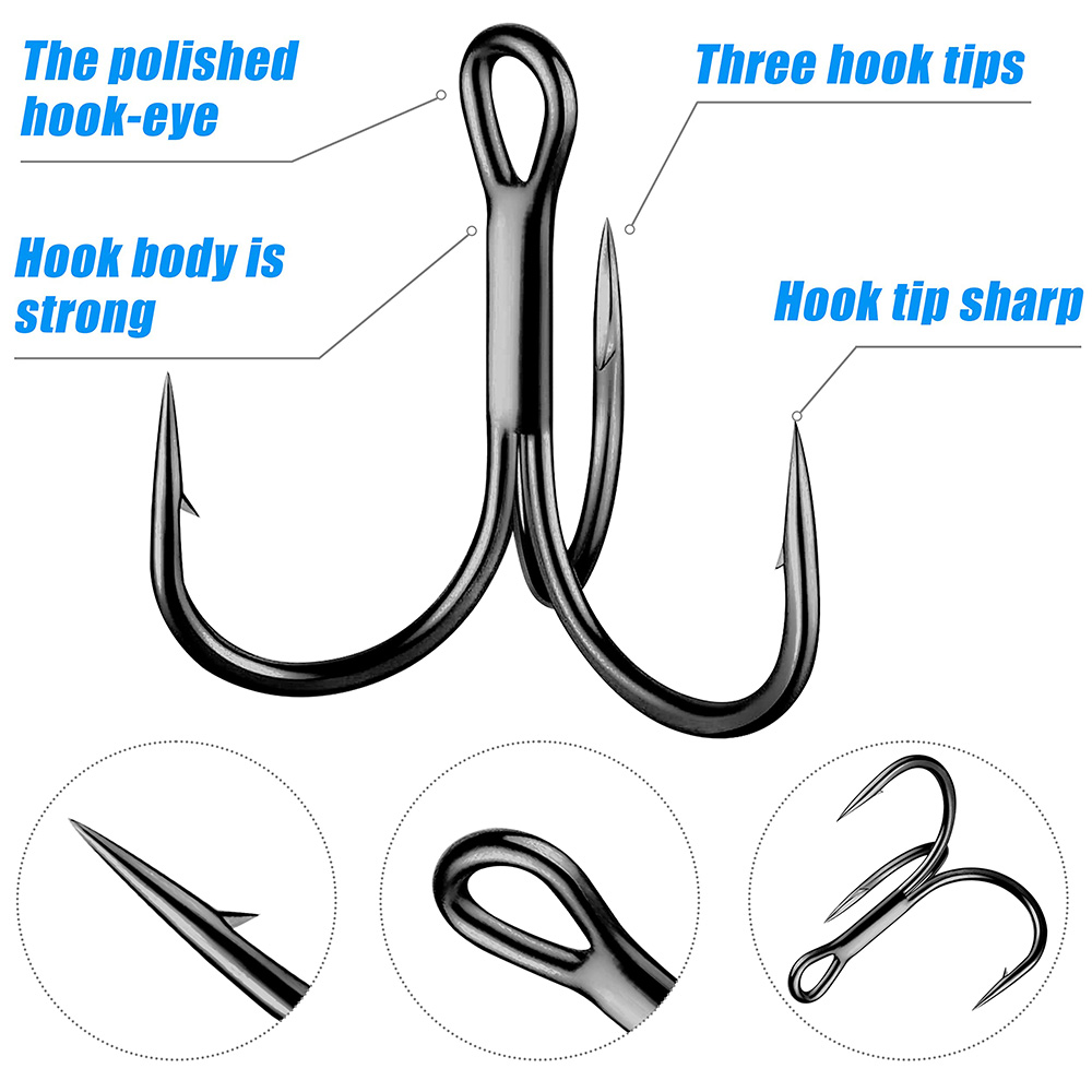 Huge Treble Hooks 4X Strong 1# - Fishing Hook Offset 评论和价格